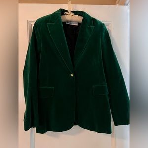 Zara green velvet blazer